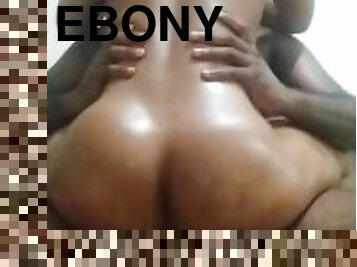 Ebony bouncing on BBC till he cums hard