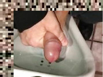 Pissing and Cumming Into A Urinal In A Public Washroom At A Dairy Queen Restauraunt