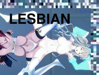 Amari Aquamarine and Kaguya Nanbu have an intense lesbian play - SRW X & OG Saga Hentai