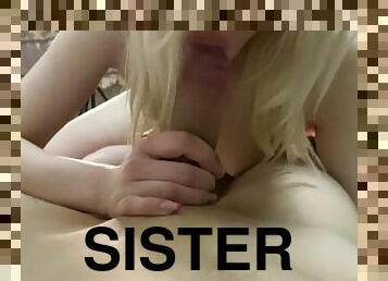Stepsister caught me masturbating and decided to help