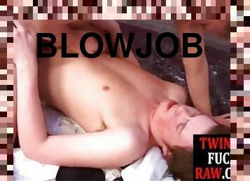 Blond twink sucked and rimmed before breeded for jizz