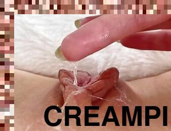 vagina-pussy, creampie-ejakulasi-di-dalam-vagina-atau-anus-dan-keluarnya-tetesan-sperma, kotor, sudut-pandang, mengagumkan, sempurna, jarak-dekat, basah, berair, menggoda