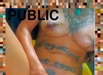 masturbación, público, arnés, negra-ebony, lesbiana, a-solas, dominación-femenina, tatuaje