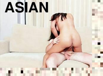 asiatisk, anal, avsugning, cumshot, hardcore, ladyboy, första-gången