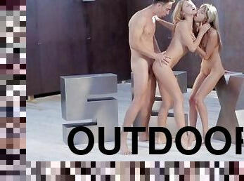 WOWGIRLS Amazing girls Anjelica and Gina Gerson fucking one lucky guy outdoors