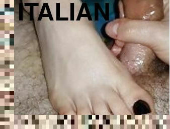 onani, amatør, cumshot, føtter, cum, italiensk, perfekt, fetisj, footjob