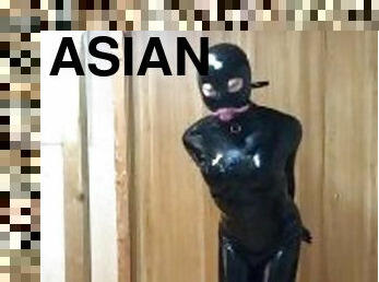 asiatisk, amatör, leksak, bdsm, slav, pov, fetisch, latex, ensam, bondage