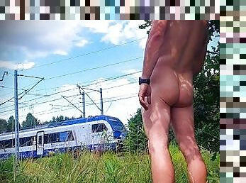 masturbation, en-plein-air, public, amateur, branlette, bite, clignotant