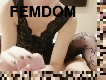 asian, buatan-sendiri, kaki, stokings, jaring-ikan, fetish, cina, merangsang-dengan-kaki, femdom