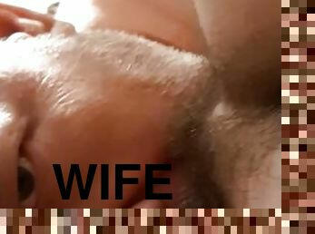 hårete, pussy, kone, amatør, milf, mamma, par, pov, mor, oral