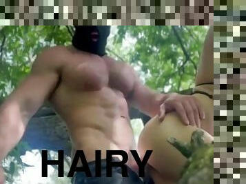 Masked jock fucks hard in the woods