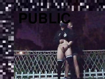Boy in stockings masturbate in the park and was fucked by a passing runner (Part 2)