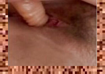 Fucking my pussy with big dildo while telling hubby about fucking an old boyfriend