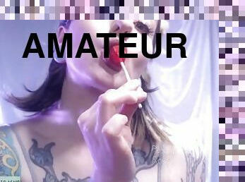 SFW ASMR - Cute Blowpop Sucking Mouth Sounds - PASTEL ROSIE - Oral Candy Slurping Amateur Youtuber
