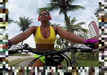 Brazilian diva giuliana leme goes for a bicycle ride before going anal