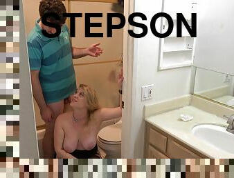 Stepson Caught Masturbating In The Bathroom Fucks Stepm