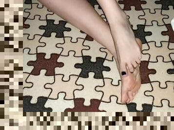 amateur, ados, pieds, fétiche, solo, blanc, jambes