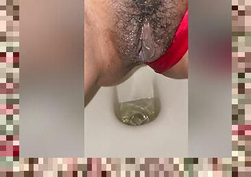 Desi Girl Amazing Sexy Peeing Clear View With Red Panty