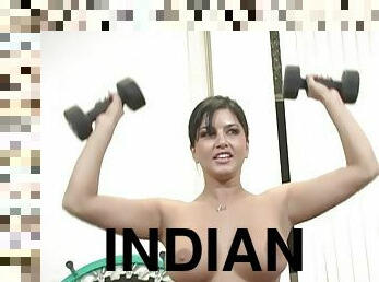 röv, storatuttar, hindu-kvinnor, ensam, gym, brunett, träning