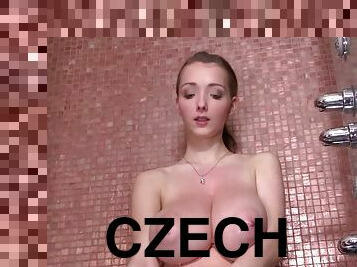 baden, groß-titten, füße, fetisch, dusche, allein, czech, rasiert, brunette