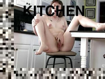 Roxanne Strips Naked In Her White Kitchen
