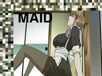 Anime maid masturbating in fantasy