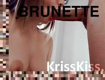 røv, store-patter, udløsning, kæmpestor-pik, kyssende, brunette, pik