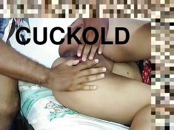 Talking dirty while cuckold fills me with cum