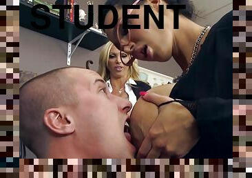 College dean Nikki Benz in 3some with her student