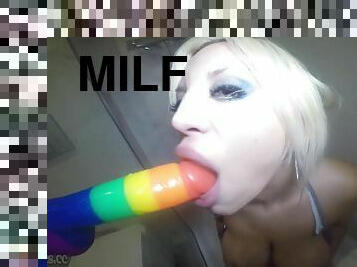 blonde fesser shower dildo rainbow