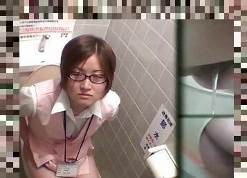 uniformed asian peeing