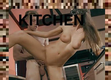 American sushi lover makes love with Tina Kay in the kitchen
