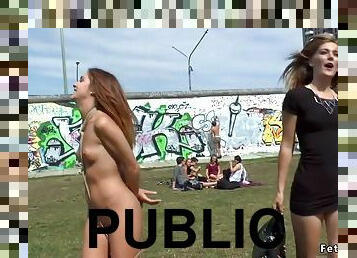 Euro whore exposed naked in the public
