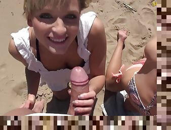 utendørs, amatør, babes, blowjob, stor-pikk, tenåring, strand, trekant, frekk, pikk