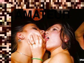 Dark Haired Ladies pleasure a hard pecker in various positions