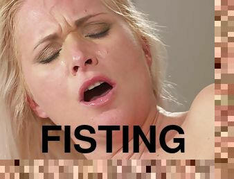 fisting, orgasm, fitta-pussy, brudar, milf, galen, fingerknull, strumpor, smutsig, blond