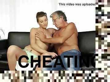 DADDY4K. Boy catches his classy girlfriend cheating on him with his stepdad