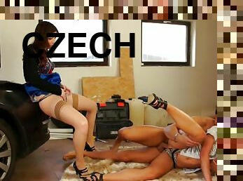 Filthy threesome sex scene with slutty czech girls