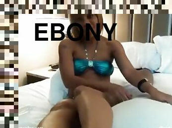 Ebony feet sniffing Handjob