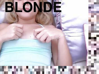 teenagerské, pov, blondýna, drobné, cucanie