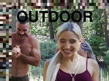 Outdoor threeosme orgy with Abella Danger