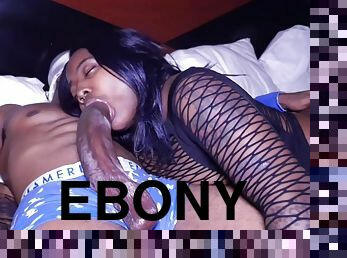 Ebony hooker gagging on enormous black pecker