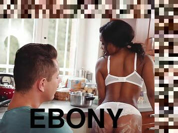 Saucy Ebony cougar Kitchen Creampie 1 - Cougar XXX