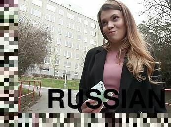 Russian Shaven Slit Shagged For Cash 1 - Public Agent