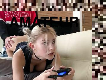 Beautiful gamer girl emotion-charged sex clip