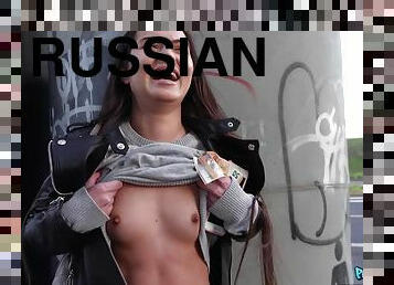 Tight Russian Slit Screwed Outdoors