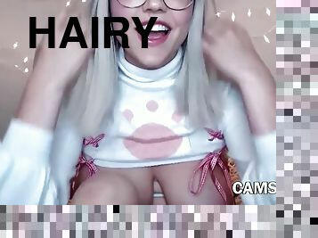 Love this video - Babe with hairy pussy and monster tits solo on webcam
