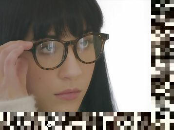 Dirty tutor spanks and fucks anal loving nerdy girl in glasses