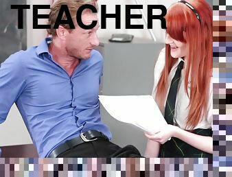 Classroom fuck on the desk for redhead schoolgirl Krystal Orchid