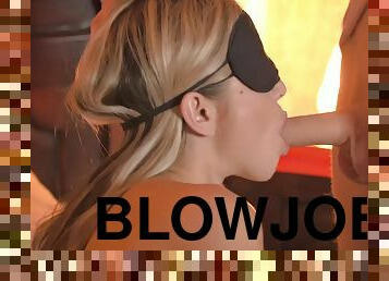 Blonde with eye patches Gina Gerson gets licked before sucking dick